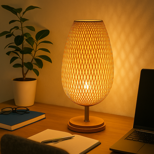 Handwoven Bamboo Table Lamp